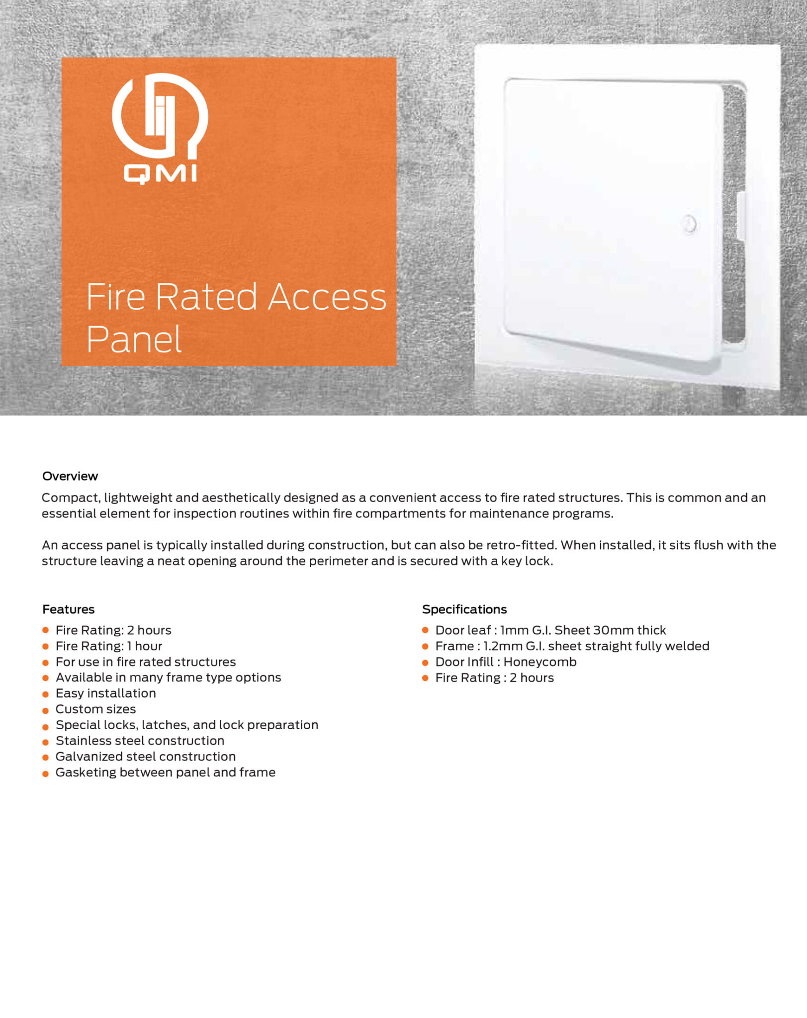 Fire Rated Access Panel QMI Doors